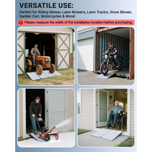 Heavy-Duty Shed Loading Ramps Kit, 29 x 48 Inch, 2-Pack | Anti-Slip Punch Plate for Riding Mowers Lawn Tractors Snow Blowers Garden Carts, Shed Garage Shipping Container Access Ramp