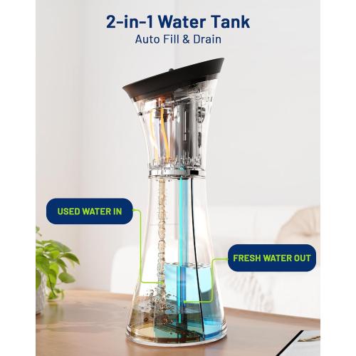 Upgraded Ear Wax Removal with One-Piece Waste Tank, Safe Cleaner with Water Temperature Sensor, Effective Ear Irrigation Kit, IPX7, FSA-HSA-Eligible, Semi-Transparent