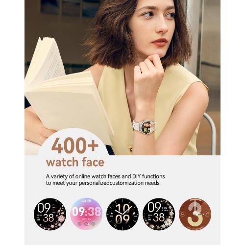 Smart Watches for Women(Answer/Make Calls), 1.27'' AMOLED Screen Activity Trackers with Heart Rate/Sleep/SpO2 Monitor, Smartwatch for iPhone/Samsung/Android, 120  Sport Modes IP68 Fitness Watch 3Bands