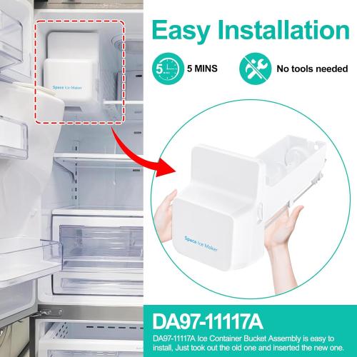 Upgraded DA97-11117A Refrigerator Ice Bin Replacement Compatible with Samsung Refrigerator Ice Maker Tray & Auger Assembly RF4287HARS,RFG296HDB, RFG297AARS,RFG298HDRS Ice Bucket Replacement Parts
