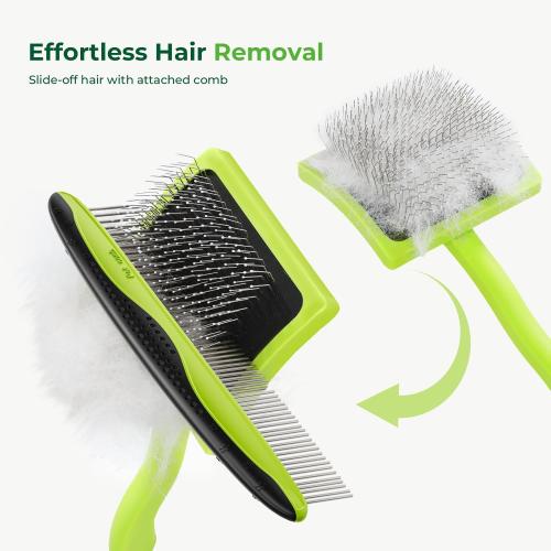 Pecute Slicker Brush for Dogs Cats with Air-Cushion and Soft Pins, Dog Brush for Shedding Massaging Grooming, Lightweight Cat Brush with Pet Comb, Gently Removes Loose Fur Undercoat