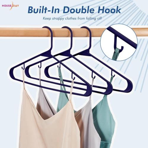 HOUSE DAY Blue Plastic Hangers 60 Pack, Clothes Hangers with Non Slip Hooks, Durable & Space Saving Coat Hanger, Light-Weight Clothing Hangers, Perfect Closet Organizer for Everyday Use