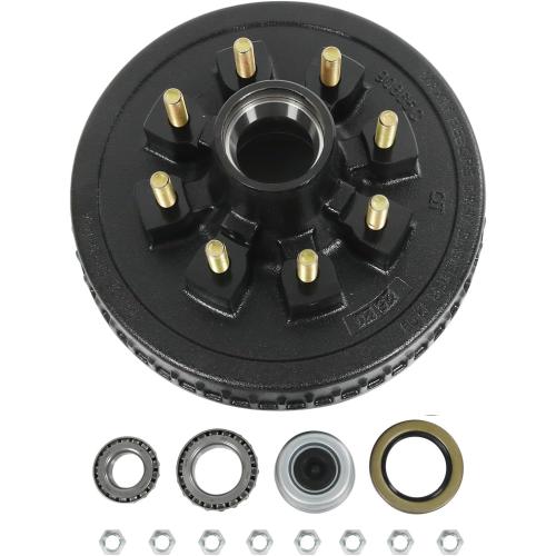 Size 12 X 2 Trailer Brake Drum Kit 8 on 6.5 B.C. for 7000lbs Axles, 25580/14125A Trailer Brake Hub Drum Assembly with 9/16 Studs- 22050k 008-219-04