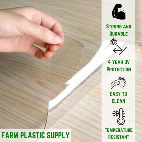 Farm Plastic Supply - Clear Vinyl Sheeting - 15 Mil - Vinyl Roll, Plastic Sheeting, Clear Vinyl Sheet for Storm Windows, Tablecloth Protector (4' x 3.5')
