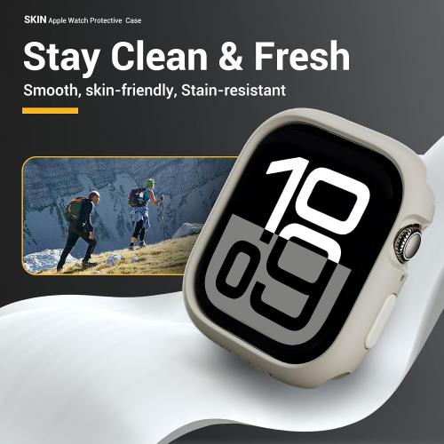 MAGEASY Designed for Apple Watch Series 11 Case 46mm | Shockproof Silicone Bumper with Customizable Buttons, Military Grade Durable Protective iWatch Cover, Skin Series - Starlight White