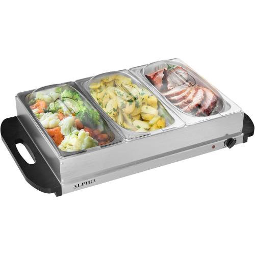 Alpha Living 3x2.5 QT Food Warmers for Parties Buffet Servers and Warmers – Premium Catering Supplies Buffet Display – Stainless Steel Electric Food Warmers with Temperature Control