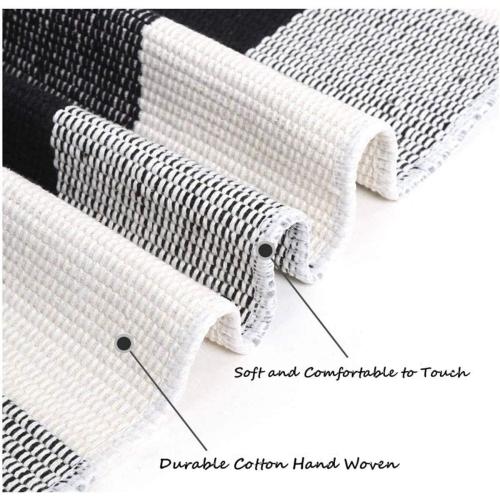 MUBIN Buffalo Plaid Rug 2X3 ft Outdoor Black and White Checked Rug Cotton Reversible Hand-Woven Indoor Washable Entryway Front Porch Decor Rugs for Layered Welcome Front Door Mats