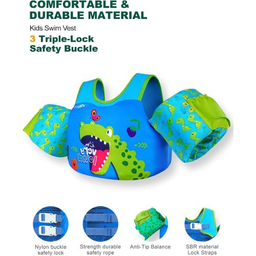 AEOCOO Puddle Float Jumper for Swimming, Toddler Swim Vest for Water Play, Pool Floats with Swimming Arm Floaties Swim Jacket & Water Wings for Kids Swimmies, Boys, Girls, Niños