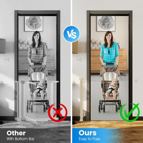 Retractable Safety Baby Gate or Mesh Dog Gate,Durable Portable Mesh Retractable Gate,Easy to Use for Stairs, Doorways, Hallways, Indoor, Outdoor, 33.5 Tall, Up to 45 Wide, Cream