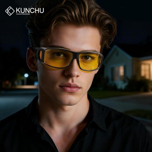 Night Vision Glasses for Driving Anti-Glare Fit-Over Eyewear Night Driving Glasses for Men/Women