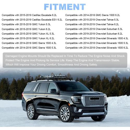 JDMON Front Left Engine Motor Mounts Replacement for 2015-2019 Chevy Silverado 1500, Suburban, Tahoe 2014 -2018 GMC Sierra 1500 4.3L, 5.3L, 6.2L Compatible with A5739, 84175579, 84175581, 84175583