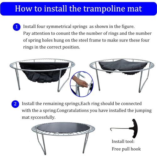 Trampoline Replacement Mat,Mat Diameter:11.97-12.56FT,Fits 14ft Trampoline Frame,with 72 80 84 88 96 Rings for Choose,Fits 5.3-8.5 Inch Springs(Need to Choose),Spring and Frame not Include.
