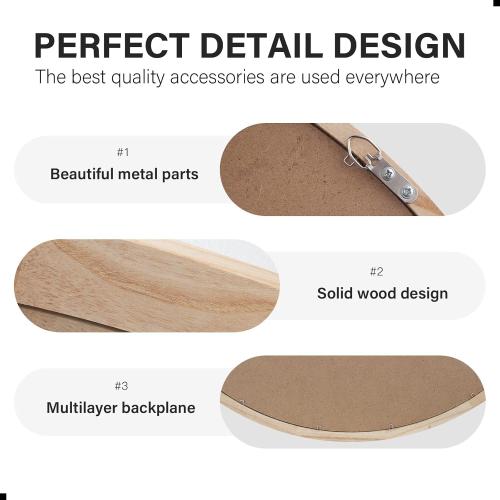 WOODEN CONGUILIAO Round Mirror, 30 Inches Wood Mirror, Wall Decorative Circle, Nature Big Bathroom Large Vanity Farmhouse for Living Room Bedroom Entryway