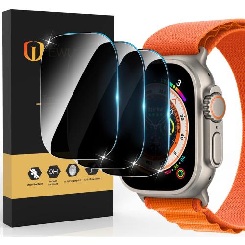 [3 Pack Privacy Screen Protector for Apple Watch Ultra 3 49mm Accessories, Anti-peep Tempered Glass Screen Protector Scratch Resistant Waterproof Anti-Spy Cover for iwatch Ultra 3/2/Ultra