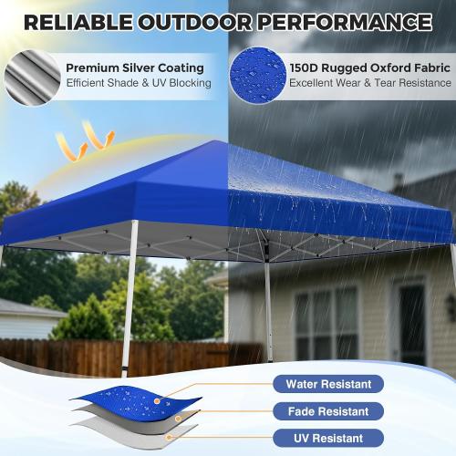 COOS BAY 10x10 Pop Up Canopy Tent, Portable Outdoor Shelter with Carry Bag for Tailgate, Party, Beach, Picnic, and Camping, 10x10 Base 8x8 Top, Blue
