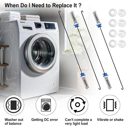 W10247710 Washer Suspension Rod Kit by Sikawai Fit Whirl-pool Ken-more May-tag Washing Machine Replace W10237427 W10256514 W10277357 PS2355518-4 Pcs