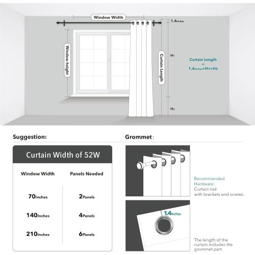 Deconovo Blackout Curtains 84 Inches Long, Light Gray Drapes for Living Room, Branch Silver Print, Soundproof Thermal Insulated Privacy Window Curtain for Bedroom Nursery, Set of 2, Machine Washable