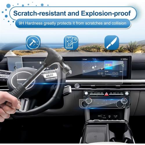 2025 2026 Tucson Screen Protector for Hyundai Tucson (Dual 12.3Inch&Air Conditioner)(SEL/SEL Convenience/XRT/Limited/Blue/N Line),9H Tempered Glass 2025 Tucson Hybrid Accessories HD Transparent