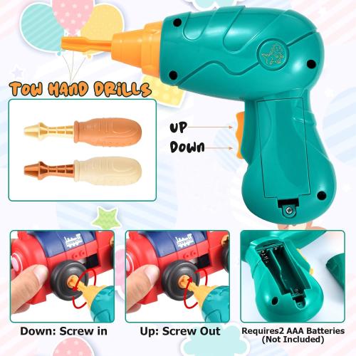 Take-Apart Electric Building Toys Car, Toddler & Kids Tool Set with Motor & Electric Drill, STEM Educational Construction Toy for Ages 3 , Enhances Hands-On Skills for Preschool & Kindergarten Boys