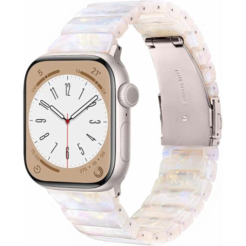 White V-MORO Compatible with Apple Watch Resin Bands Series 8/7/9/10 42/41/40/42mm(S10),46/45/44/42mm Fashion Lightweight Bracelet Elegant Wristband for iWatch Series 6/5/4/3/2/1/SE