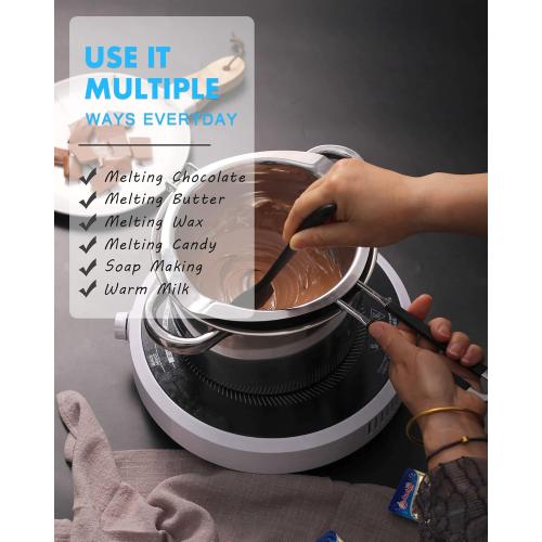 Double Boiler Pot Set,1200ML Double Boiler for Chocolate Melting, 2800ML 304 Stainless Steel Pot With Silicone Spatula for Melting Chocolate, Candy, Candle, Soap, Wax