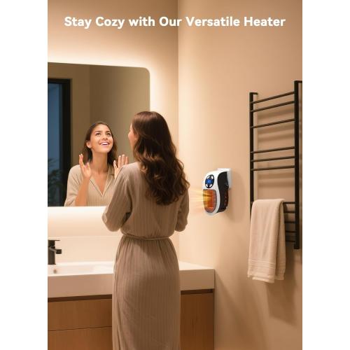 450W Space Heater, Remote Wall Outlet Electric Small Space Heater as Seen on TV with Adjustable Thermostat and Timer and Led Display, Compact for Home,Office,Bathroom