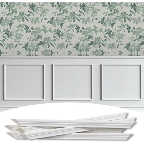 Lunghaa 3-Frame 16 x 16 Premade Accent Wall Molding Kit, Ready-to-Assemble Wainscoting Panels, Pre-Cut Chair Rail Moulding Trim Picture Frame for Home Décor