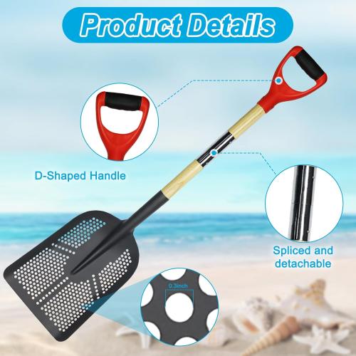 Sifting Shovel,Size 47.2''Square Sand Beach Sifter with Dense Holes,Manganese Steel Sand Sifter for The Beach Shell,Sands Sifters Shovel for Sands Screening,Farm Feed,Chicken Coop Scoop and Shoveling Snow