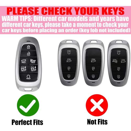 Key Fob Cover with Diamond Keychain Fit for Hyundai Car Key Holder Case Compatible with Hyundai 2024 2023 2022 Sonata Santa Fe Nexo Tucson Palisade Key Protector, 7 Buttons (Purple-Heart)