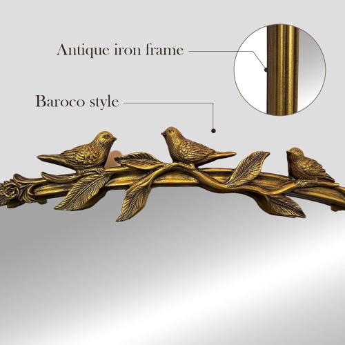 Gold Baroque Vintage Mirror for Vanity 19x25Inch Gold Antique with Ornate Frame, Arched Vintage Wall for Bathroom, Living Room, Fireplace, Entryway (Golden (Arched 6), 20L x 26W（Vertical ）)