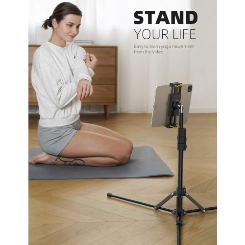 Lamicall Tablet Floor Tripod Stand - 64.9 Tablet Holder Mount with Adjustable Height for Stream/Watching with Bluetooth Remote, Gifts for iPad Pro 12.9/11 Mini, Air, iPhone, 4.7-13 Devices