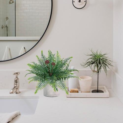 Artificial Boston Fern Potted Plants 15'' Fake Greenery Shrubs Plants in Pot for Home Office Living Room Desk Shelf Inddor and Outdoor Decoration