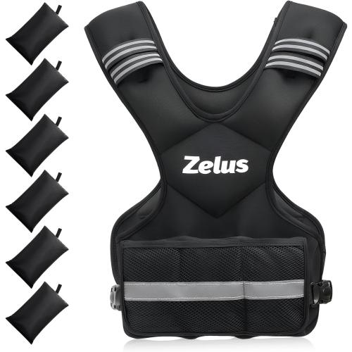 ZELUS Weighted Vest for Men and Women | 4-10lb/11-20lb/20-32lb Vest with 6 Ironsand Weights for Home Workouts | Adjustable Body Weight Vest Exercise Set for Cardio and Strength Training