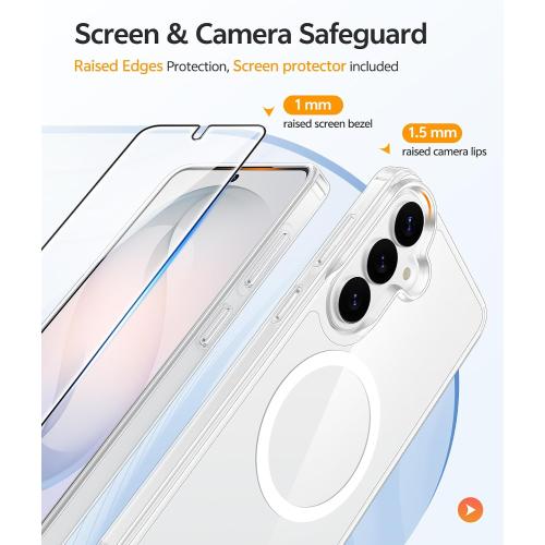 FNTCASE for Samsung Galaxy S26 Case: [Fit for Magsafe] [Screen Protector] Anti Yellowing Transparent Clear Military Grade - Shockproof Protective Phone Cover for Samsung S 26 - Clear