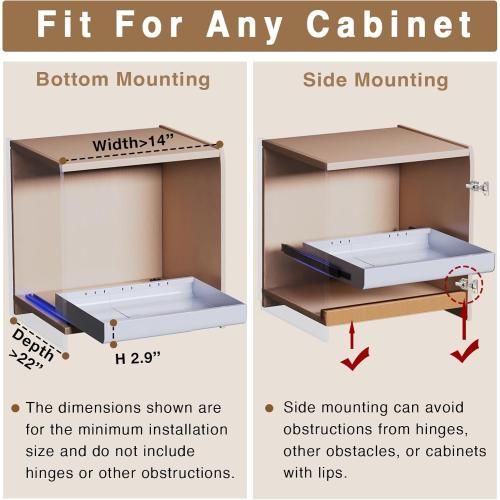 21 Deep Expandable Pull Out Cabinet Organizers, Adhesive with Nano Film, for Framed Cabinets. Upgrade Slide Rails, Peel and Stick Slide Out Drawers with Divider Racks for Kitchen