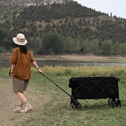 Wagon cart Black Wagon Cart with Wheels Foldable Oxford Yard Carts and Wagons Garden Portable Hand Cart Garden Cart with Tie Rope Foldable