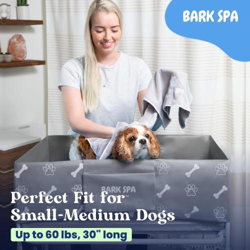 Dog Bath Tub - Free Brush & Towel – Foldable & Portable Dog Washing Station – Lightweight Elevated Design for Indoor & Outdoor Grooming