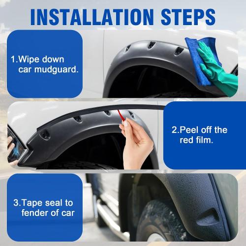 MYFAMIREA Fender Flare Edge Trims, 33Ft EPDM Fender Flares Rubber Seal for Car and Truck Wheel Wells with Automotive Adhesive Grade Tape Bonds T-Style Universal Rubber Trim Edging
