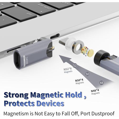 USB C Magnetic Adapter 240W(2Pack),Rotating 360° 180 Degree Magnetic Type C Port Adapter,9PIN Fast Charging for iPhone 17/16/15,MacBook Pro/Air, iPad Series, Switch,Samsung Galaxy,PS5,PSVR2 Gray