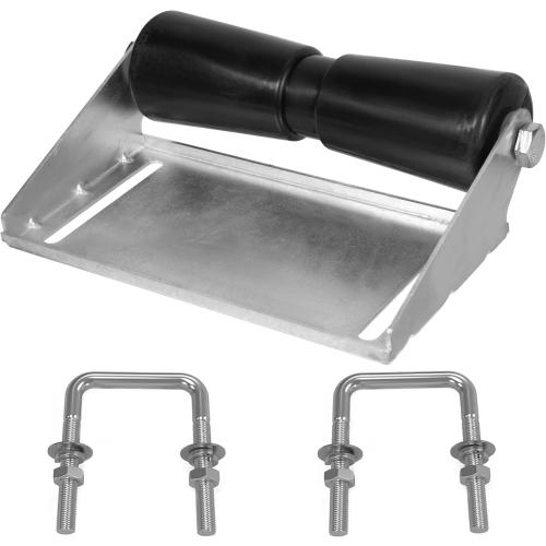 Keel Roller Assembly Kit for Boat Trailers with Roller and Bracket and Mounting Bolts, Silver, Galvanized Steel