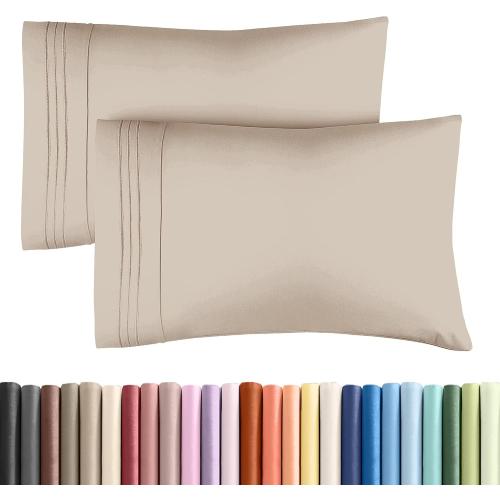 King Pillow Cases Set of 2 - Ultra Soft Cozy Pillowcase Covers - Wheat