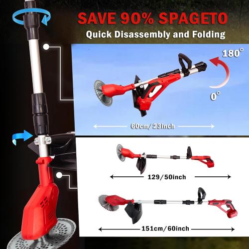 Cordless String Trimmer for Milwaukee M18 Batteries,with 8 INCH Cutting Diameter, Brushless Motor,Folding 3 in 1 Electric Weed Wacker Grass Trimmer for Garden and Yard Lawn(NO Battery)