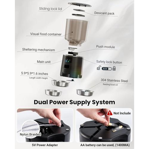 Automatic Cat Feeder for 3 Cats, 6L/25 Cup Cat Food Dispenser with Strong Anti-Jam System, Dual-Effect Desiccant, Smart WiFi App Control Pet Feeder, Automatic Dog Feeder, Gifts for Christmas