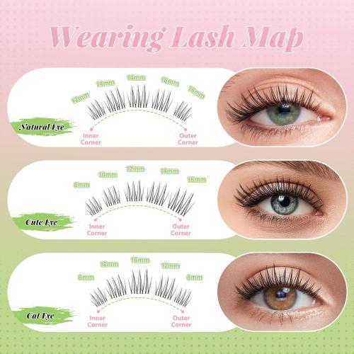 KEYYOU Natural Lash Clusters Kit Aurora Wispy Lash Extension Kit C Curl | Untra-Thin 0.03mm Clear Band,Poke-Free Comfort, Featherlight Fibers, Seamless Mascara Look,Eyelash extension Kit,8-16mm