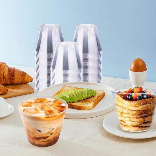 Lamosi 150 Pack 9 oz Clear Plastic Cups, Disposable Clear Plastic Cups, Fancy Clear Plastic Cocktail Cups for Wedding, Thanksgiving, Christmas, Parties