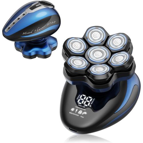 Electric Head Shaver for Bald Men PRO,2025 Upgraded 7D Magnetic Detachable Head Shaver,IPX7 Waterproof Wet/Dry,Type-C Fast Charging with LED Display,Grooming Kit,Travel Lock,Green