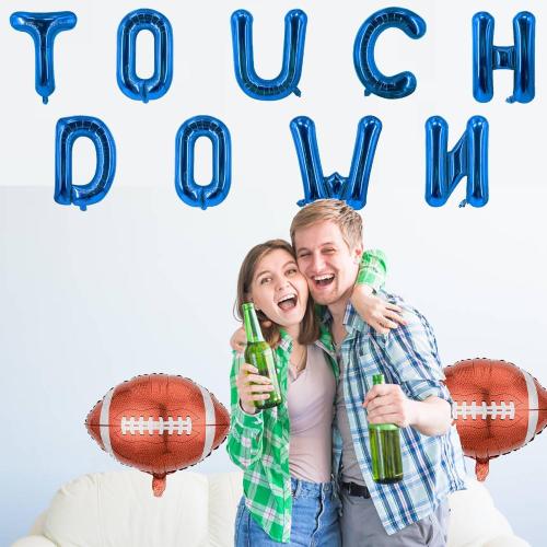 Blue Touchdown Balloons Football Balloons Rugby Birthday Party Balloons Letter Balloon for Football Birthday Party Decoration Sports Ballons Arch Kits Party Balloon Sets-11 PCS