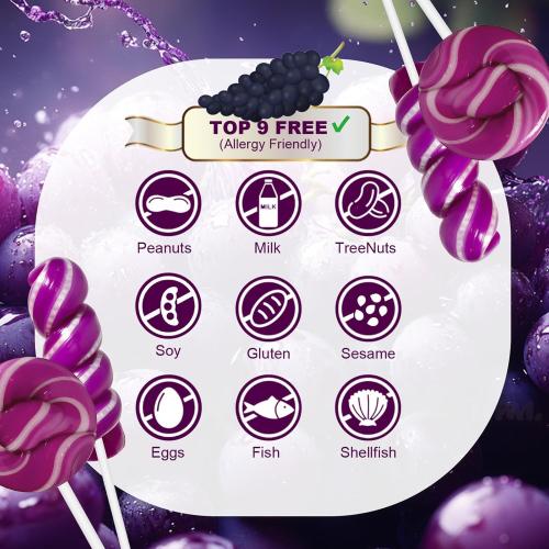 32 Pack Purple White Twisty & Swirl Lollipops Candy Bulk, No Artificial Dyes, 16   16 Mixed Candy Swirl Lollipops Individually Wrapped Suckers, Party Favors, Grape Flavor