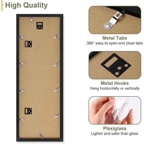 Vittanly 8x24 Collage Picture Frame, Displays 5Pcs 4x6 Pictures with Mat, Picture Frames Collage Wall Decor for Horizontal or Vertical Display, Black, 1 Pack