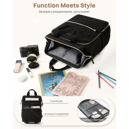 Rolling Puffer Backpack for Women, Wheeled Laptop Backpack, Short-Term Travel Backpack with Wheels, Roller Adults Work Computer Bag, Water Resistant Overnight College Underseat Carry on Luggage, Black